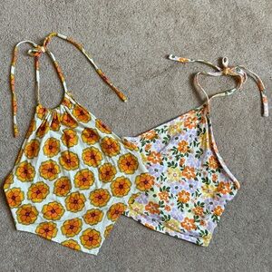 PacSun floral cropped tube tops: both tops